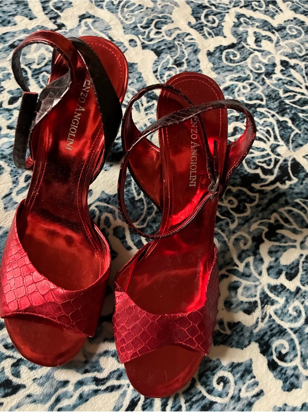 Enzo Angiolini Metallic Red Strappy Sandals
